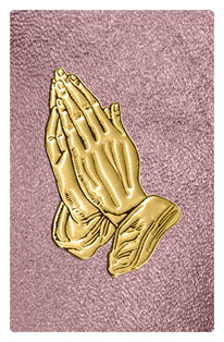 DF35T 516 GD SH OR Gold Praying Hands Shimmer Orchid Background